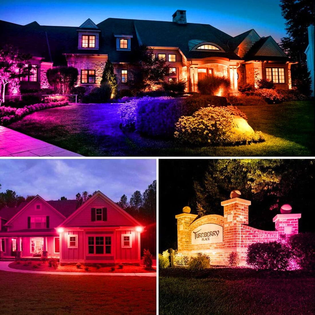 LED Floodlight 800W Equivalent 8000LM,Outdoor RGB Color Changing, IP66 WaterproofSmart Floodlights RGBW 2700K Warm