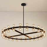 K9 Crystal 48-Light Black Round Chandelier, 48" Large Chandeliers for Living Room,Modern Farmhouse Black Wagon Wheel Chandelier for Dining Room,Entryway,Foyer,Staircase,Includes G4 Bulbs A117-B0DNZ6M2KG