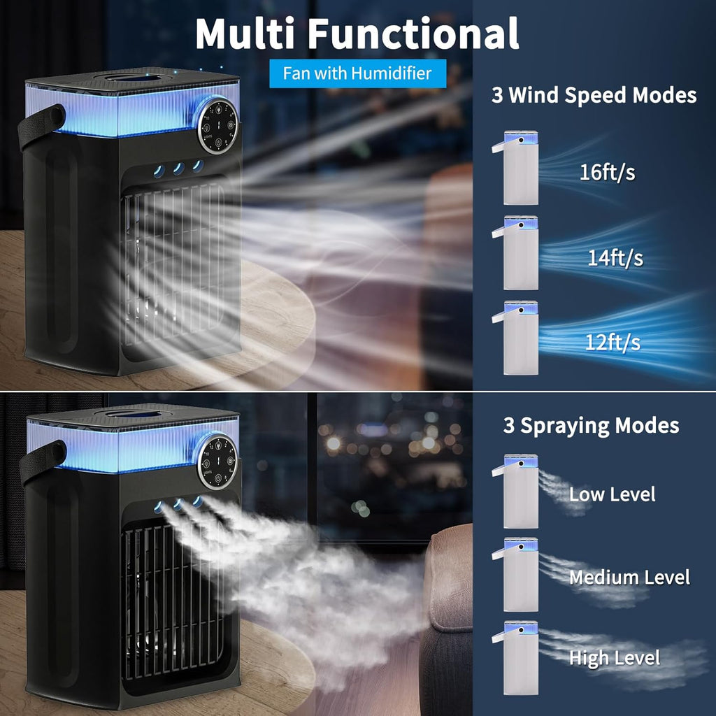 Portable Air Conditioner with Remote Control,1200ml Evaporative USB Mini Air Cooler Conditioner RGB 8 LEDs