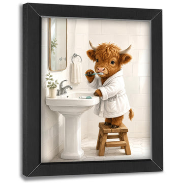 Highland Cow Bathroom Decor Wall Art, Funny Animal Picture 16"x24"