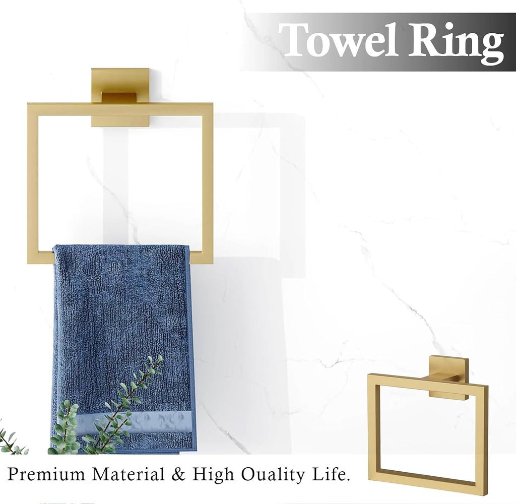 5-Piece Brushed Gold Bathroom Accessories Set 23.6 Inch Towel Bar Set. | ﻿ SUS 304 Stainless Steel Bathroom Hardware