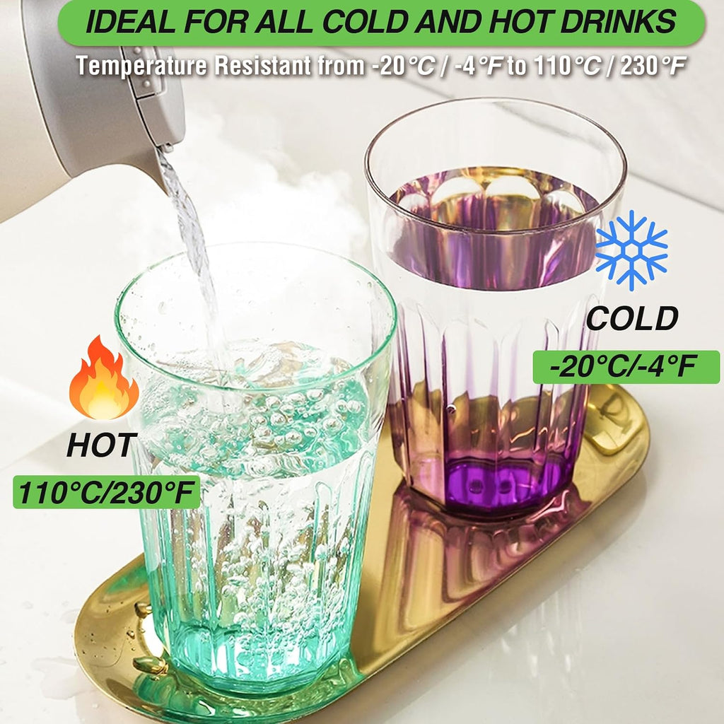 Plastic Drinking Glasses Set of 8, 15oz Plastic Cups Reusbale Tumblers Camping, Water Cup Set with Gradient Color