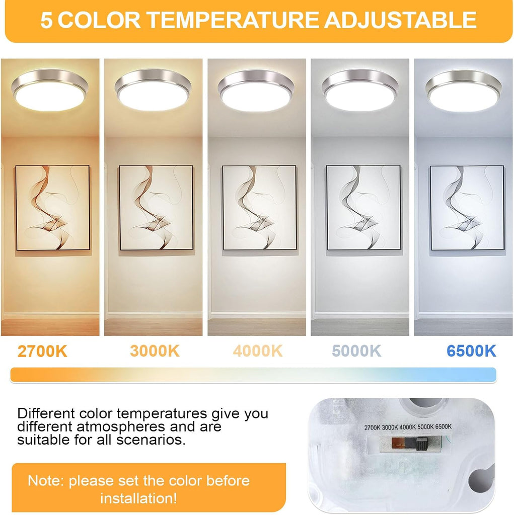 13 Inch 36W Dimmable Flush Mount LED Ceiling Lights, 5CCT (2700K-6500K) Adjustable & 4000LM Super Bright LED Ceiling