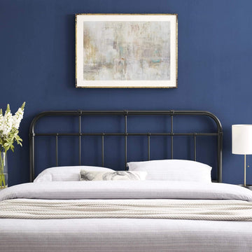 Alessia Modern Farmhouse Metal King Headboard in Black