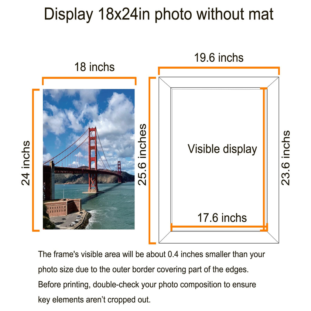 18x24 Frame in Black, Gallery Frame for Wall Mounting, 2 Pack
