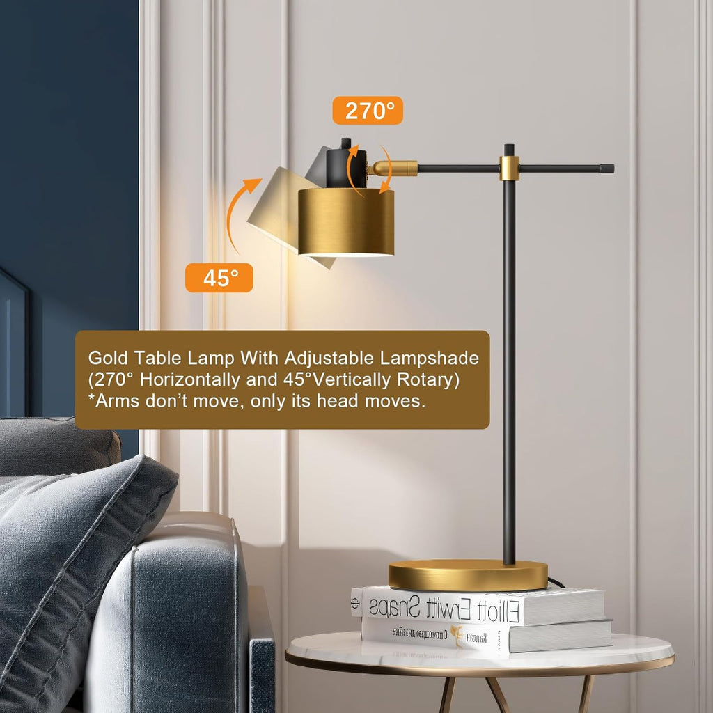 22.2" Modern Desk Lamp, Metal Table Lamp with LED Bulb, Adjustable Reading Lamps, Mid Century Task Lamp