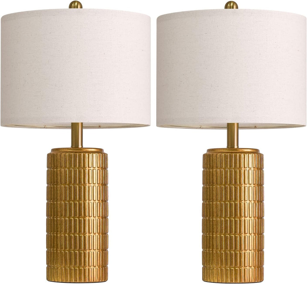 23" Brass Gold Ceramic Table Lamps, Retro Warm Gold Lamps, Vintage Bronze Decorative Lamps