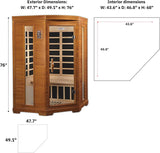 2 Person Infrared Corner Sauna for Home, Low EMF Indoor Saunas Full Size Indoor Personal Spa 49" x 48" x 76" A129-B00L12UGPU