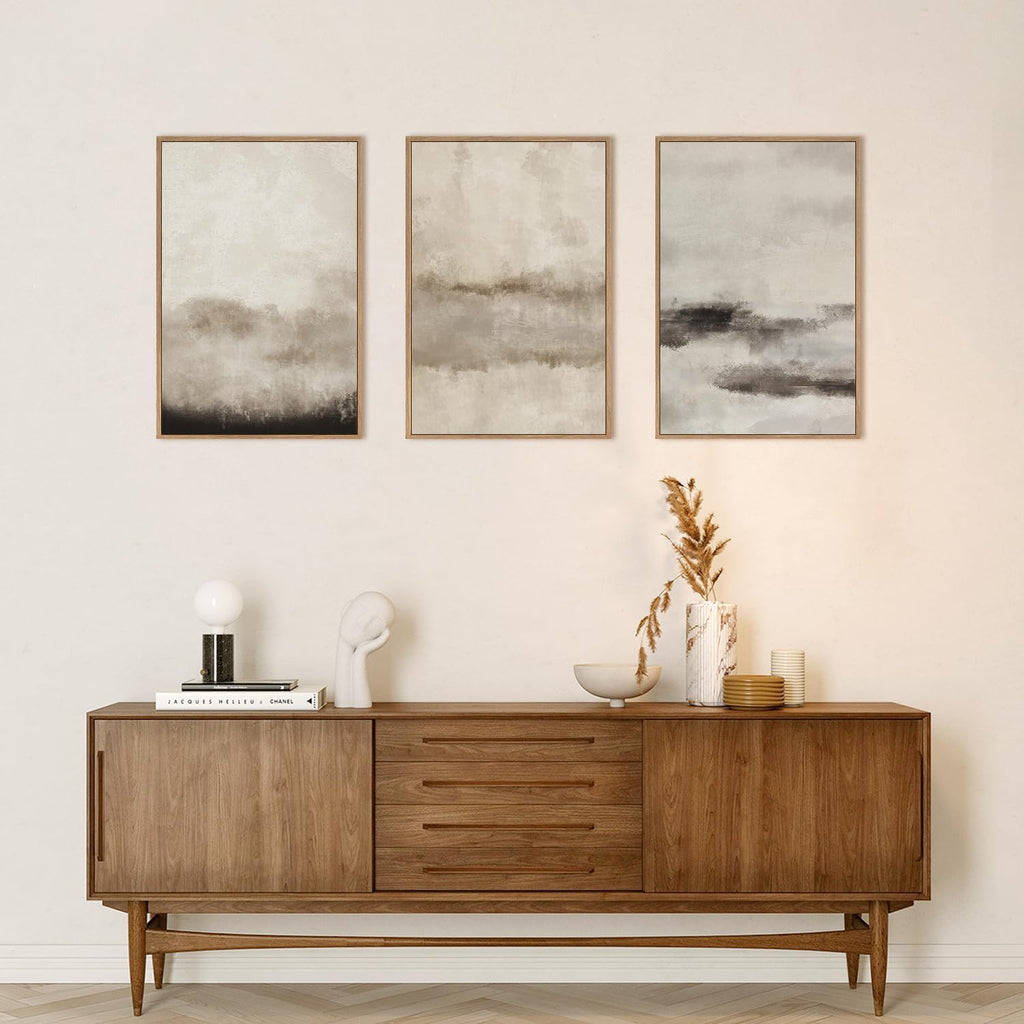 HPINUB Minimalist Large Abstract Framed Canvas Wall Art Set-16"x24"x3 - Set of 3