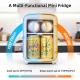 Mini Fridge, 4L Capacity/6 Cans Portable Cooler and Warmer Compact Refrigerator, for Bedroom,Car,Office and Dorm