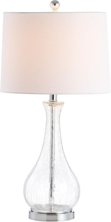 SAFAVIEH Lighting Collection - Finnley Modern Clear Glass 28-Inch Table Lamp, LED Bulb Included