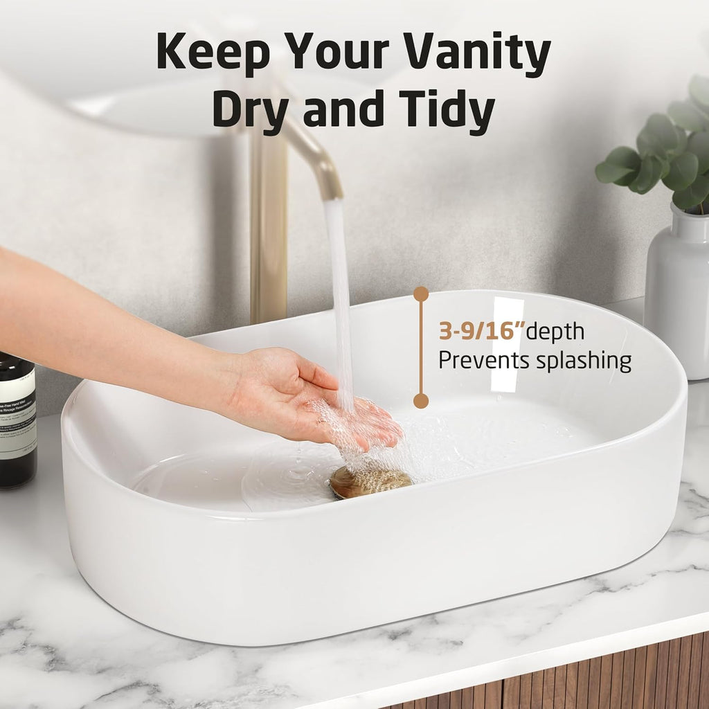 KES Bathroom Sink, White Vessel Sink for Bathroom
