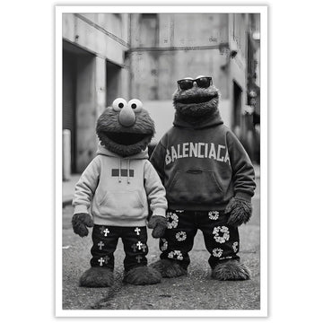Funny Urban Street Style Poster Black And White Canvas Wall Art Vintage Abstract Urban Characters Inspired Artwork