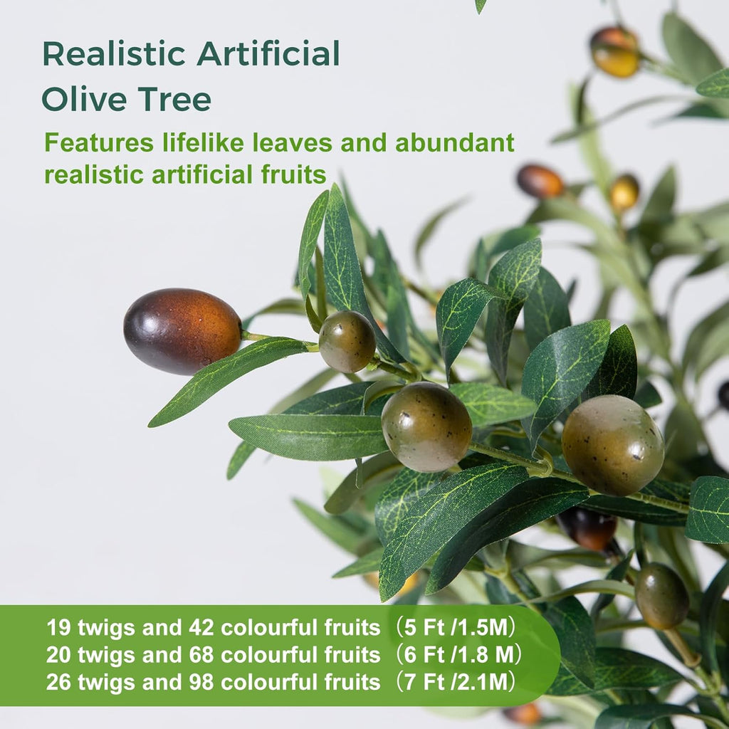 Olive Trees Artificial Indoor, 6FT Tall Faux Olive Tree with Moss and Planter, Artificial Plants Indoor with