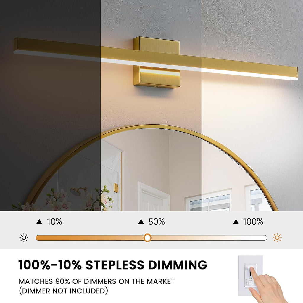 Modern Vanity Light Gold Bathroom Light Fixture Over Mirror 32 inch Vanity Lighting Fixture Dimmable 5CCT LED Bar