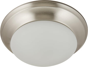 One Light Flush Mount, Brushed Nickel/Frosted Glass, 12" Flush