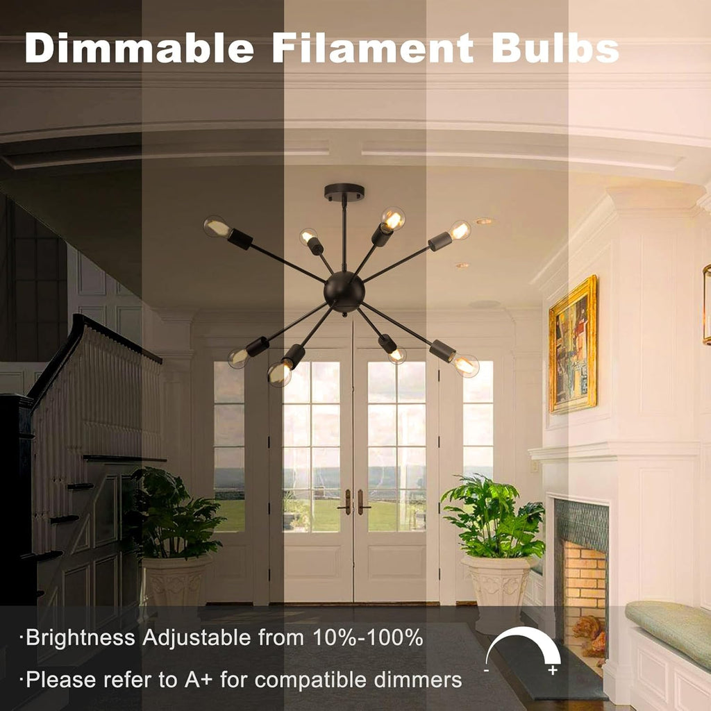 6 Pack A19 Vintage LED Edison Bulbs, Dimmable Light Bulb 60W Equivalent, High Brightness 2700K Warm White, 8W E26