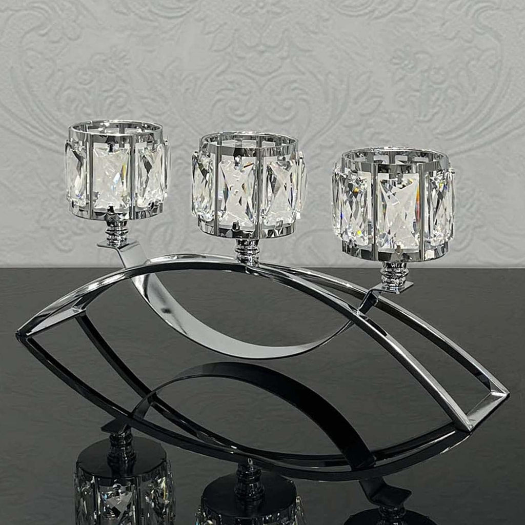 3 Arms Crystal Candle Holders, Arch Candlestick Table Candelabras Centerpieces, Dinning Room, Cabinet Ornaments, Home