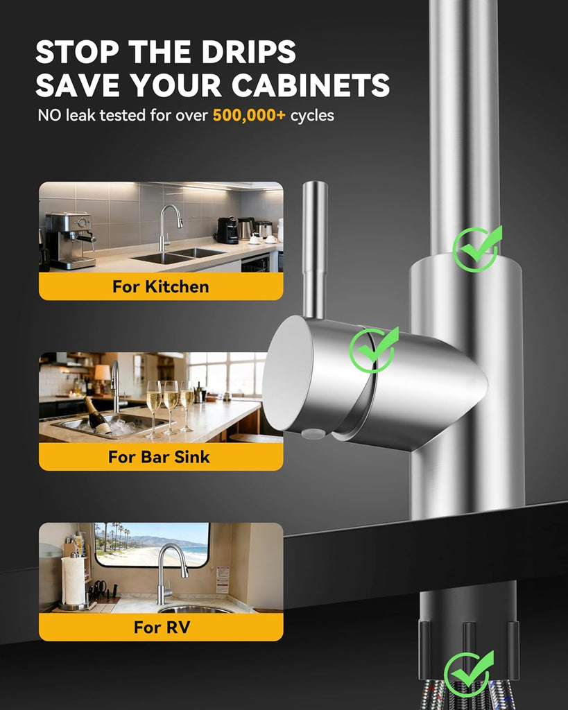 Kitchen Faucet with Pull Down Sprayer, Single Handle High Arc Kitchen Sink Faucet