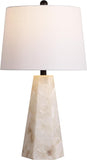 25.5" Natural/Black Modern Table Lamp, White Linen Shade, Contemporary Bedside Nightstand Lamp