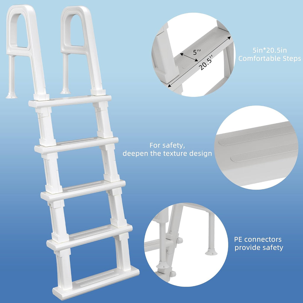 Pool Ladder, 5-Step Pool Stairs with Double Handrails and Non-Slip Steps for 47"-54" Above Ground and In-Ground