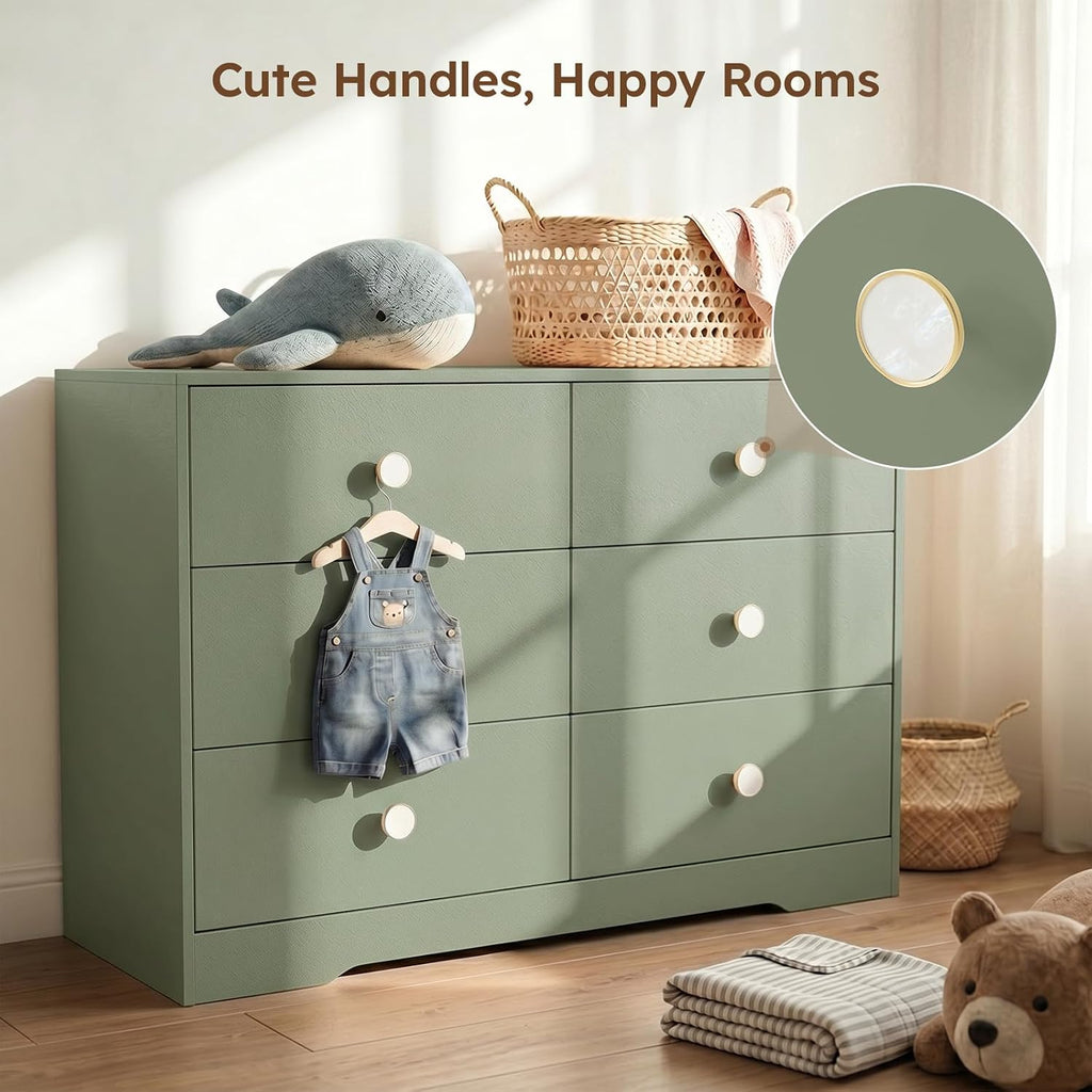 Baby Dresser Bedroom, 6 Drawer Organizer for Closet(Green)