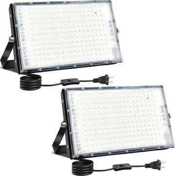 LED Flood Lights Outdoor, 2 Pack 150W 15000LM Bright Exterior Floodlight, IP65 Waterproof LED Work Lights, 6500K