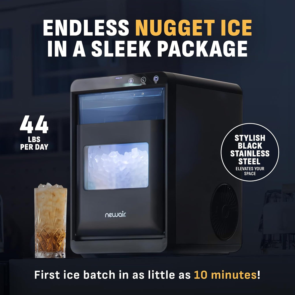 Nugget Ice Maker Countertop | 44 lbs/Day Pebble Ice Machine with Self-Cleaning | Soft Chewable Pebble & Sonic-Style
