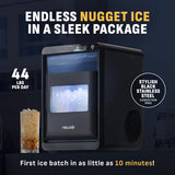 Nugget Ice Maker Countertop | 44 lbs/Day Pebble Ice Machine with Self-Cleaning | Soft Chewable Pebble & Sonic-Style