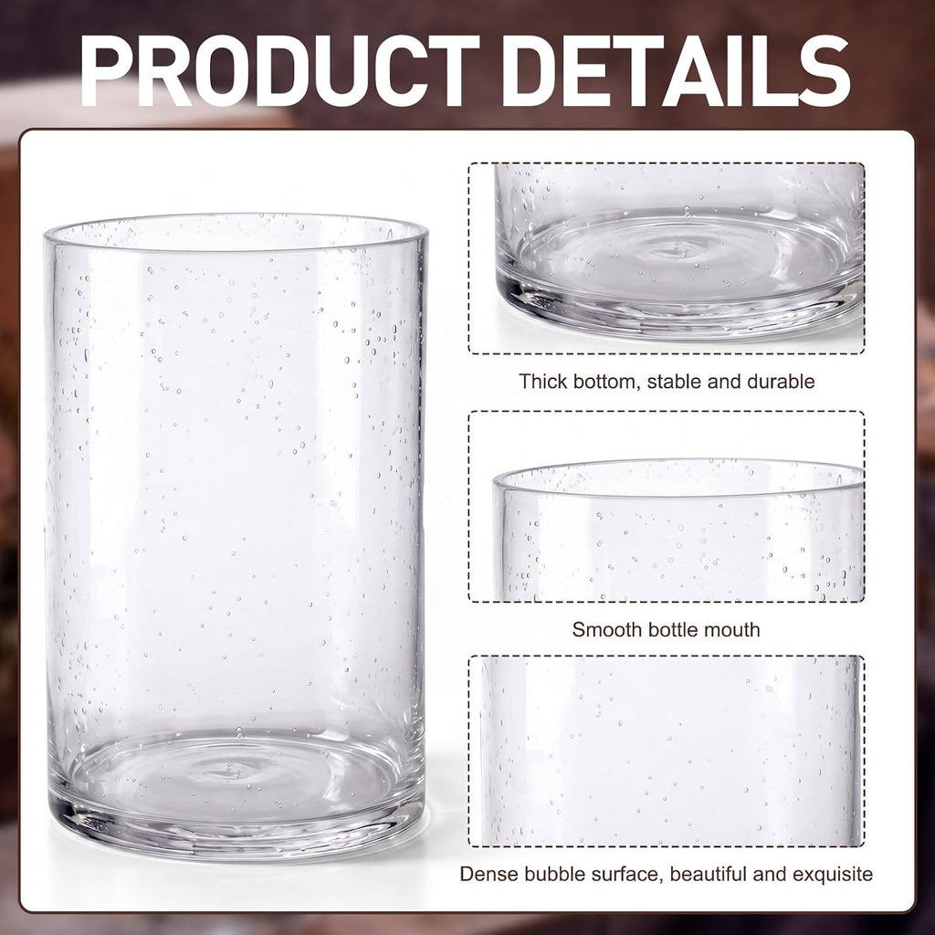 Clear Glass Hurricane Candle Holder Set of 3 Cylindrical Glass Vase Modern Rustic Table Centerpieces for Pillar