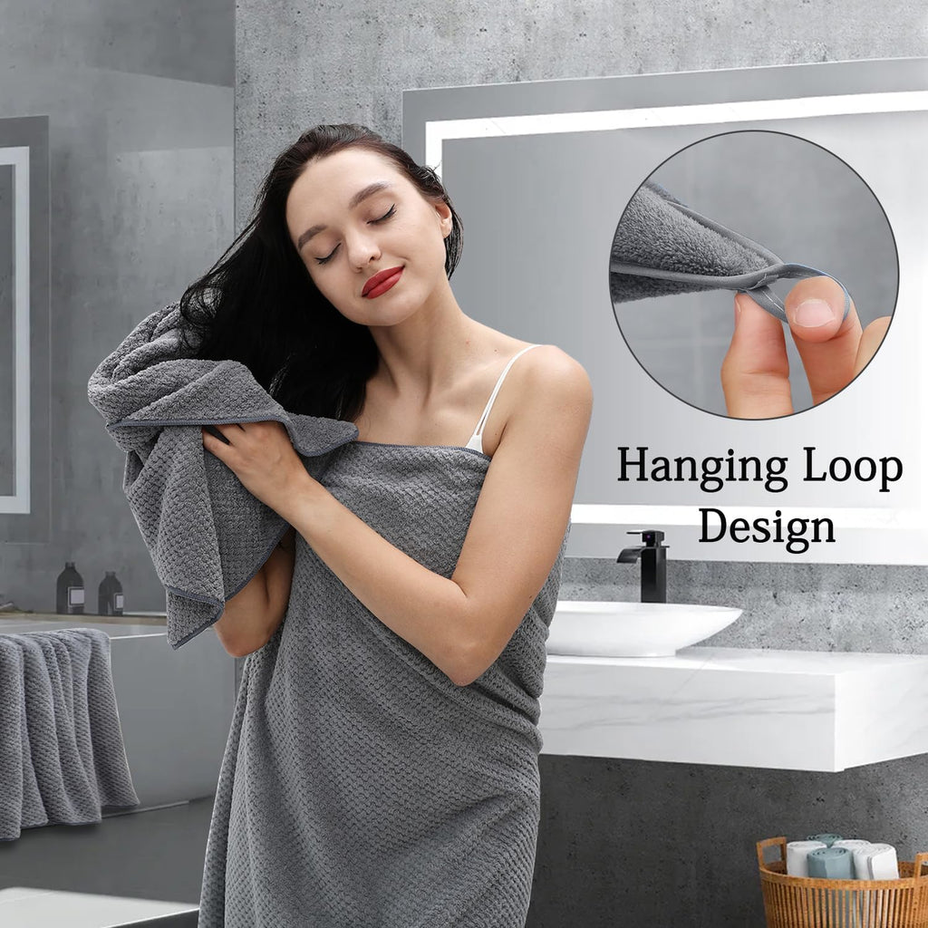 Gray Bath Towels Set 35x70 Inches - Luxury 600 GSM Oversized Bath Sheet Towel,Extra Large Microfiber - Quick
