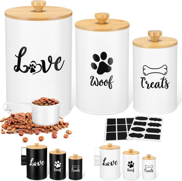 3 Pcs Dog Treat Containers with Airtight Lids, Dog Treat Jars, White