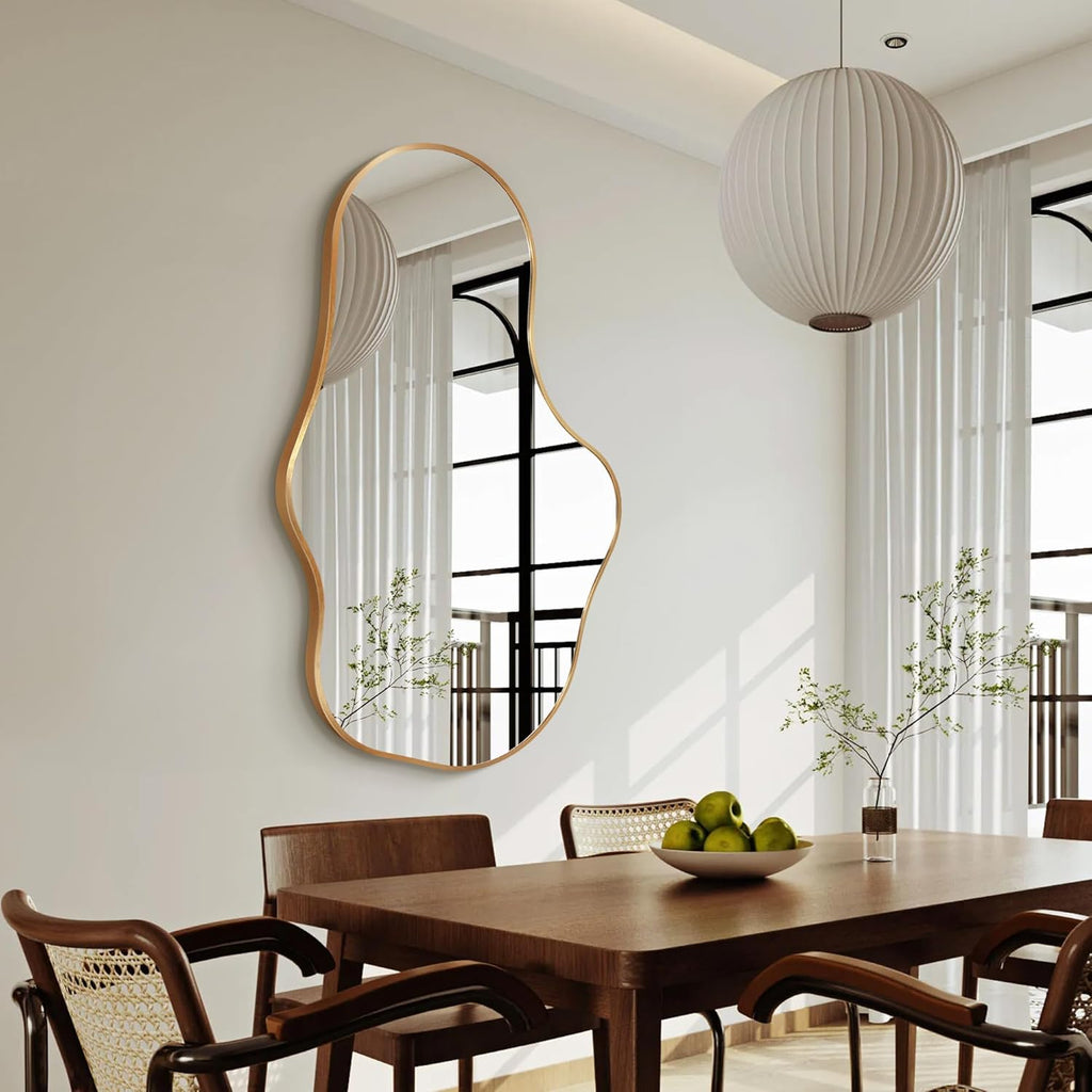 Irregular Wall Mirror - Wall Mirrors Decorative 22"x 36" Asymmetrical Abstract Mirror Aviation Aluminum Alloy Frame