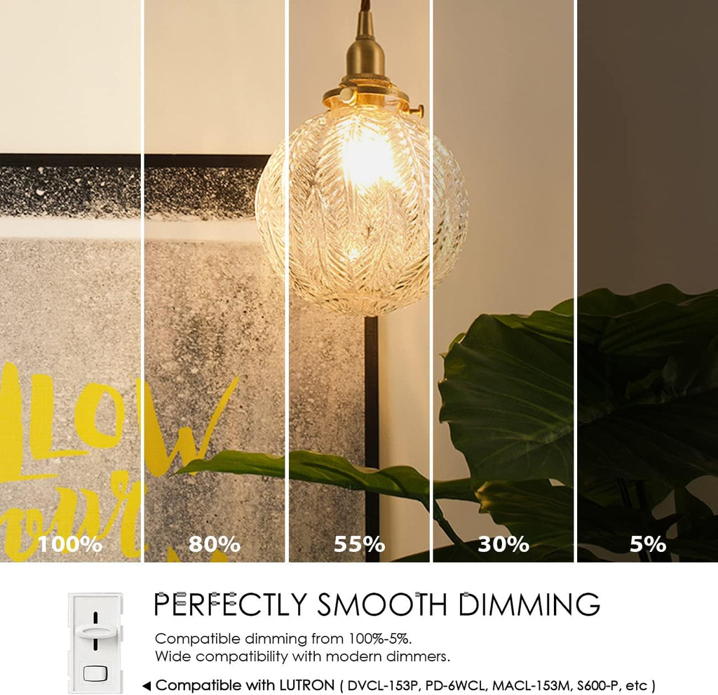 G14 LED Filament Globe Bulb 5.5W(60W Equivalent), Dimmable 2700K Warm White E26 Screw Base, Decorative Edison Light (6-Pack)