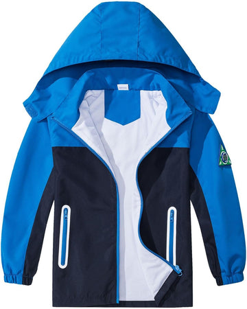 Waterproof Hooded Jacket for Boys Girls,Kids Raincoats Outdoor Windbreaker Dinosaur Rain Jacket