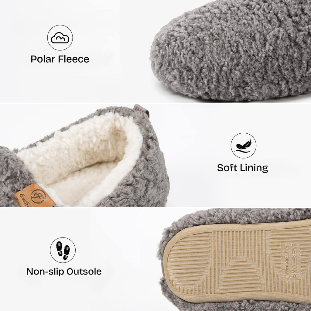 Women's Soft Curly Memory Foam Slippers Grey, 7-8 US
