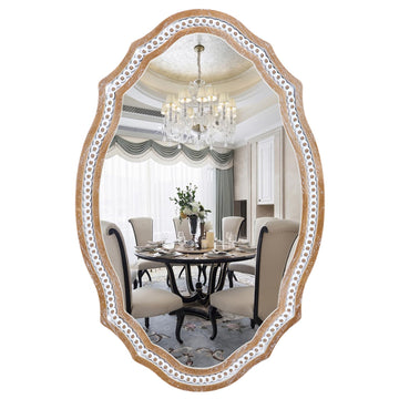 Wooden Oval, 36x24'' Rustic Farmhouse Decorative Mirrors for Wall