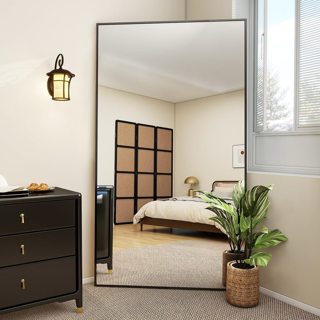 Large Full Length Mirror 78" x 35" - Shatterproof Huge Floor Full Body Mirror with Metal Frame, Freestanding, Wall