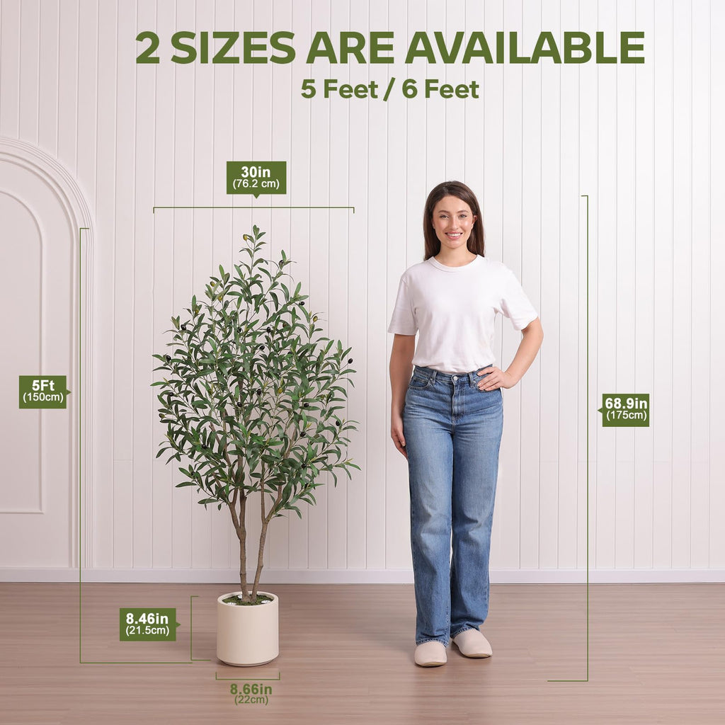 5ft Olive Trees Artificial Indoor with Remote LED Spotlights
