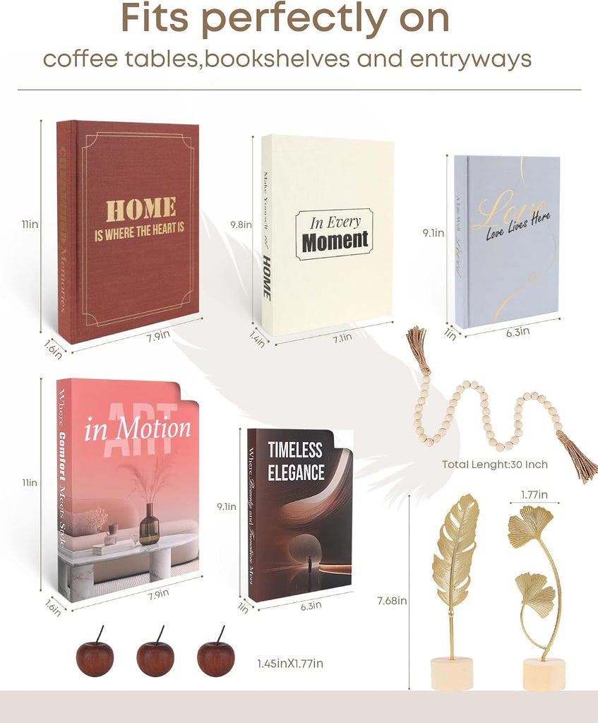 Decorative Books Decor & Fake Books for Coffee Table Decor, Complete Aesthetic Set with 3 Faux Books for Decoration &