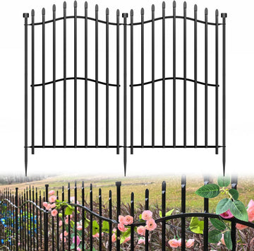 10 Panels Tall No Dig Garden Fence - 40in H x 22.5ft L, Reinforced Square Tube Rustproof Animal Barrier, Decorative