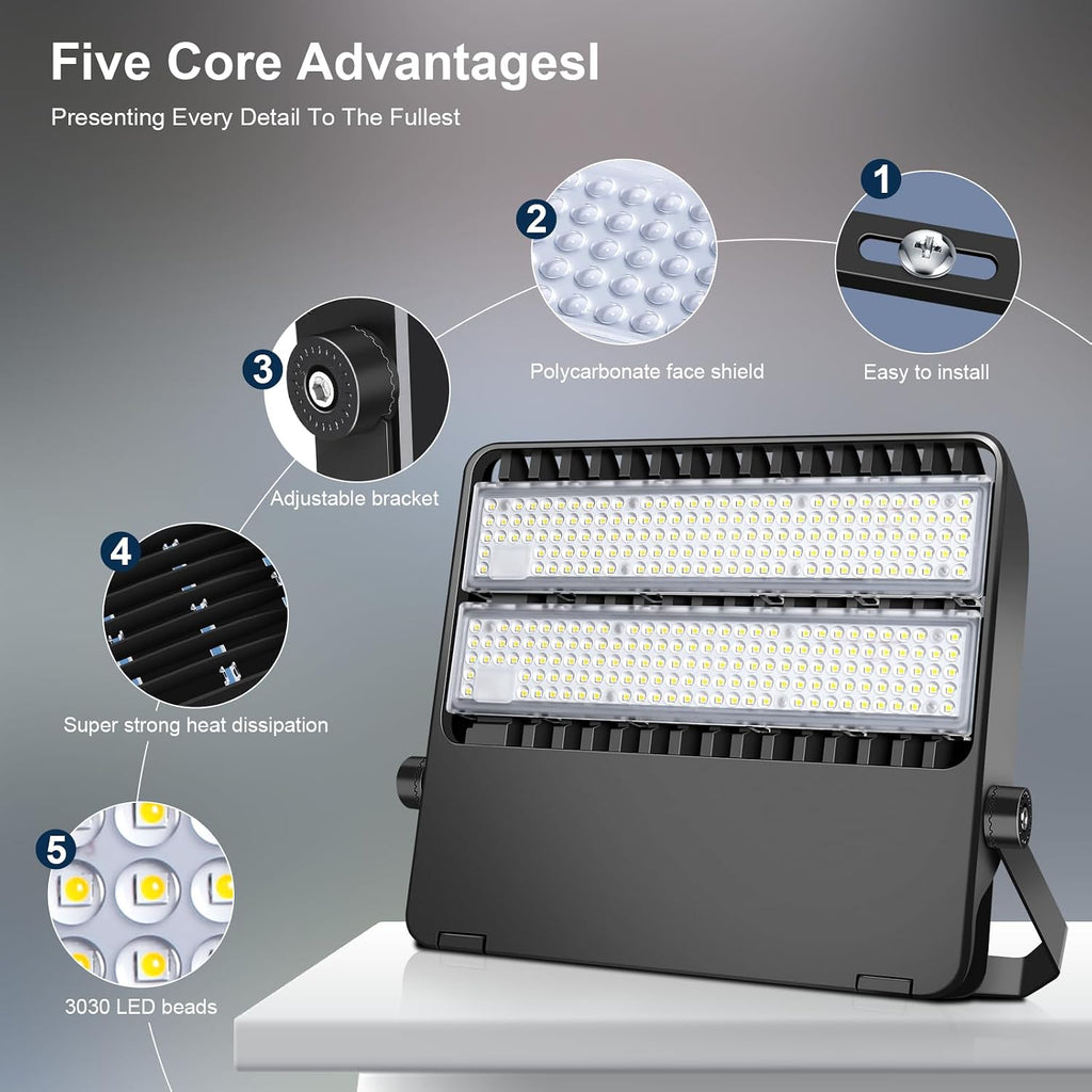 240W LED Stadium Light for Sports Arena & Parking Lot | 36000LM Super Bright Flood Light,5000K 120°Wide