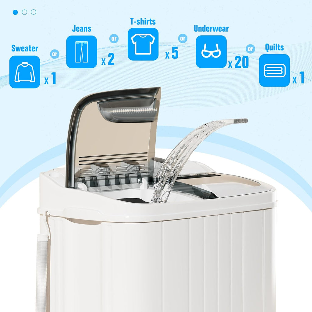 Portable Washing Machine, 18lbs Mini Washing Machine and Spin Dryer Combo, Mini Twin Tub Laundry Machine for Camping