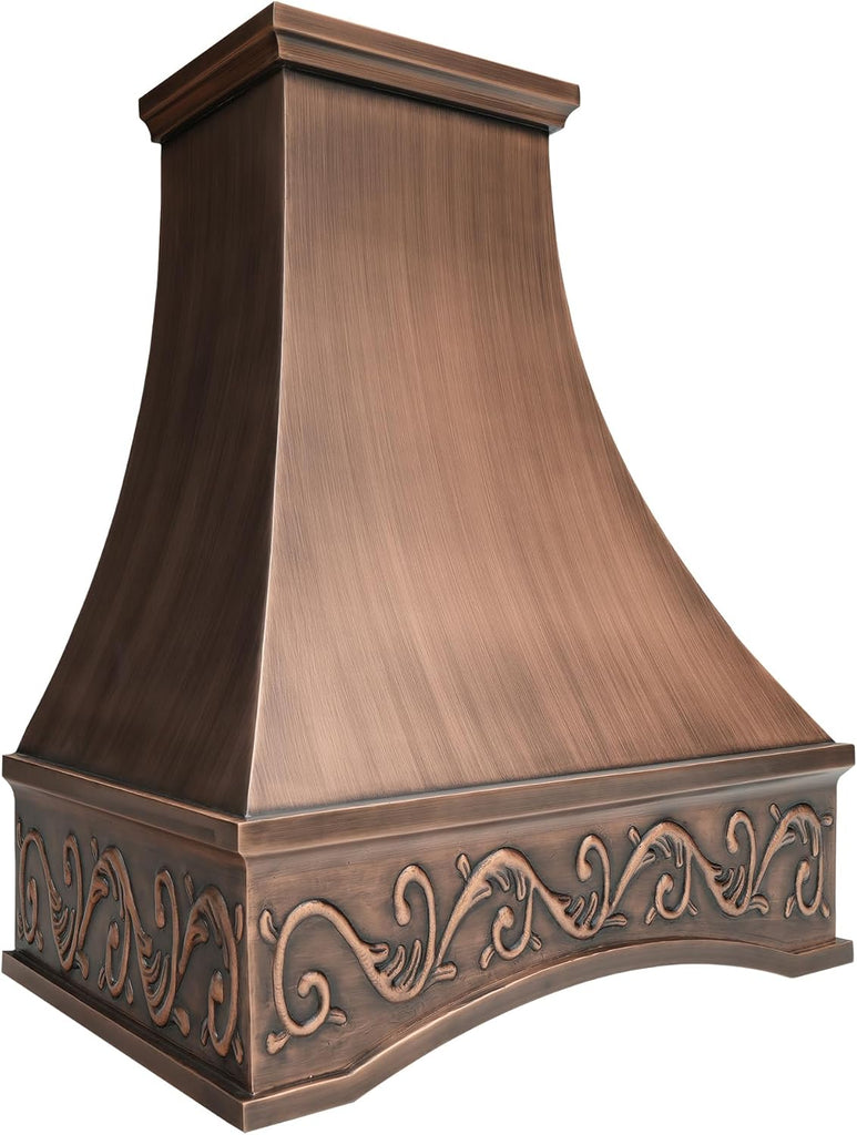 54 Inch Copper Wall Mount Range Hood 1260 CFM LED Lights Dishwasher-Safe Baffle Filters