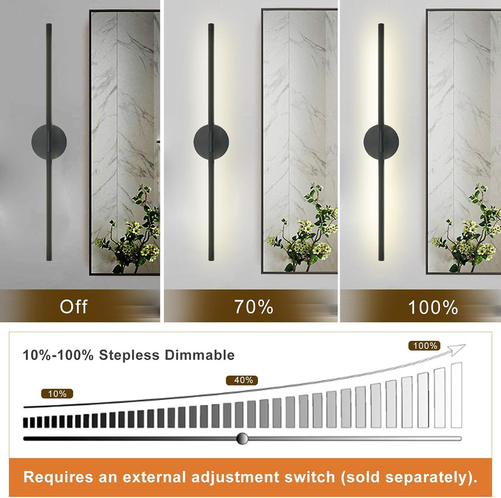 Matte Black Bathroom Light Fixtures Over Mirror 24 Inch, 18W 360° Rotatable Dimmable 4000K Led Vanity Light Bar