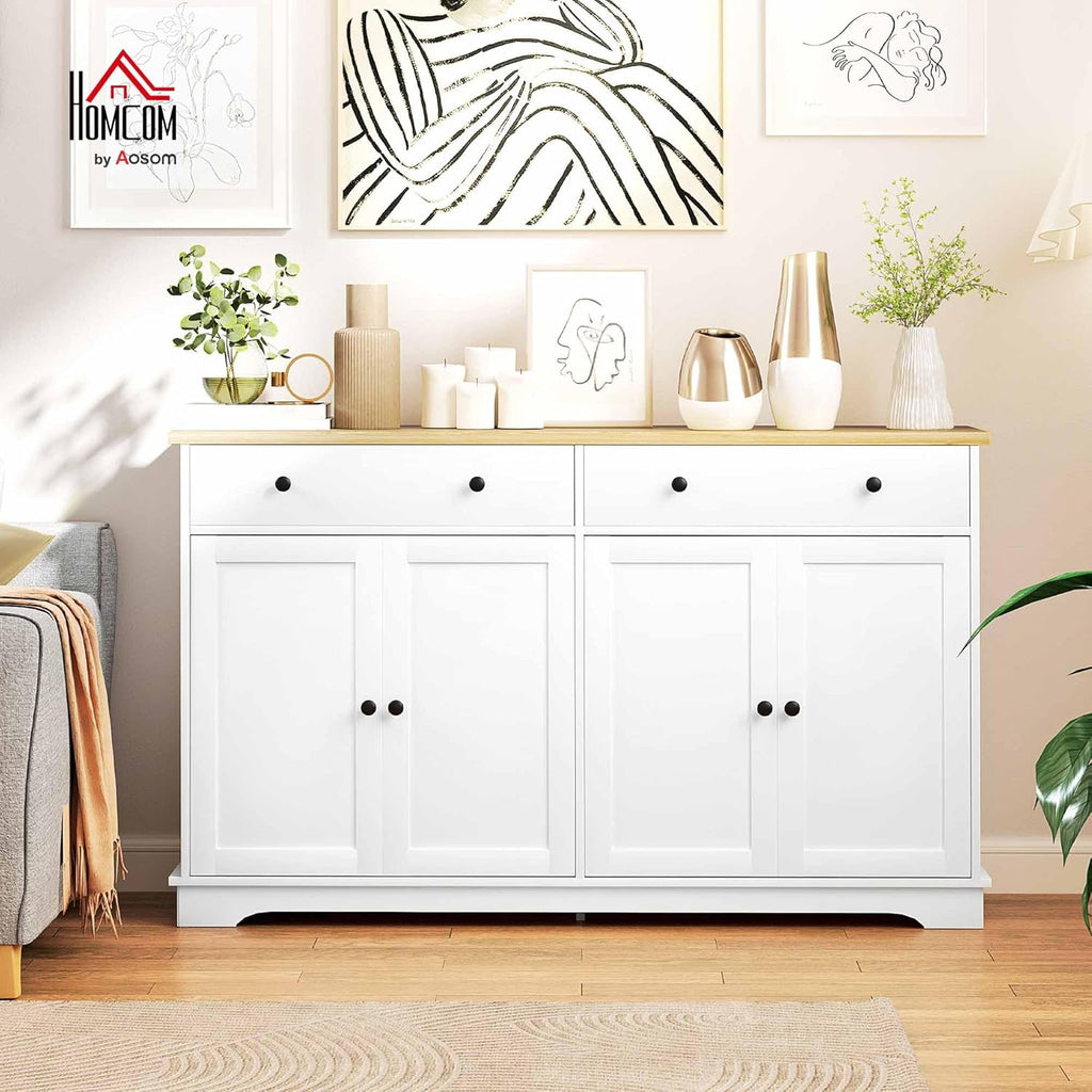 Sideboard Buffet Cabinet with Storage, 55" Modern Kitchen Cabinet with 4 Doors, 2 Drawers and 2 Adjustable Shelves