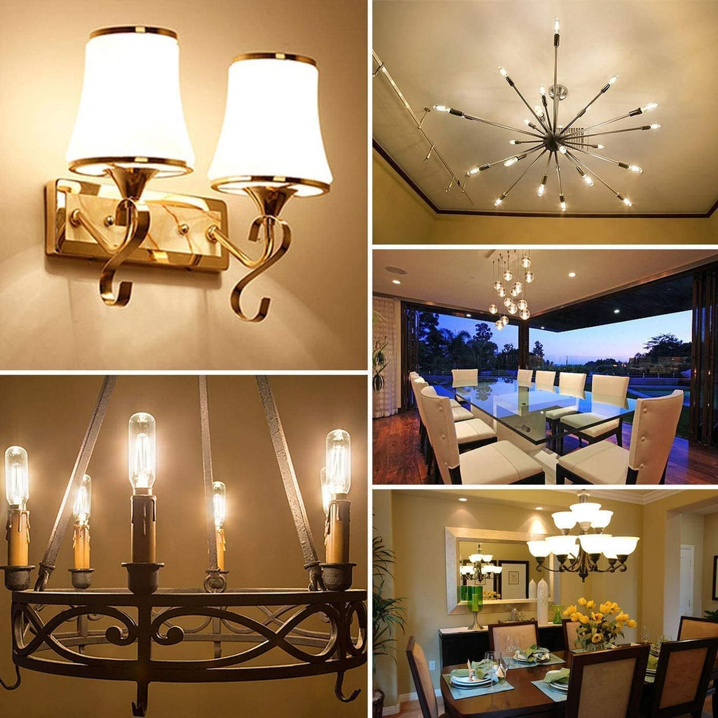T20 T6 Small LED Bulb Long Filament 2W Equal 25 Watt E12 Candelabra Edison Tubular LED Light Bulb Dimmable 2700K Warm (4Pack)