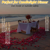 4 Set 5 Arms Acrylic Candelabra Centerpieces, Clear Candlesticks Holders with 20 LED Candles 2 Remote Timer 22 Rubber