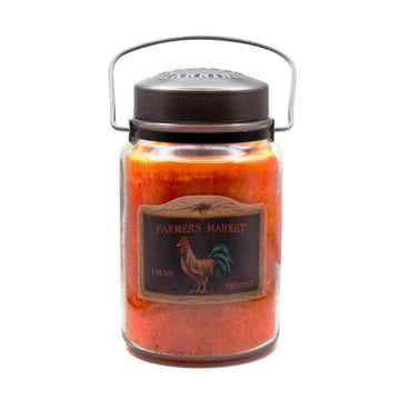 Farmer's Market | 26 oz Scented Candle | USA-Poured | Vintage Rustic Jar with Carrying Handle | Nutmeg, Cinnamon &
