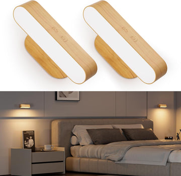 Battery Operated Wall Sconces, Wireless LED Wall Sconce Set of Two for Bedroom, Rechargeable Wall Lights for Picture